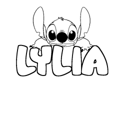 Coloriage prénom LYLIA - décor Stitch
