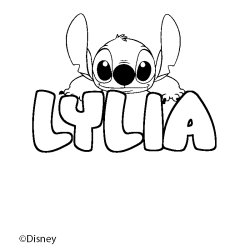 Coloriage pr&eacute;nom LYLIA - d&eacute;cor Stitch