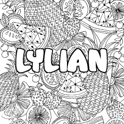 Coloriage prénom LYLIAN - décor Mandala fruits