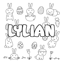 Coloriage pr&eacute;nom LYLIAN - d&eacute;cor Paques