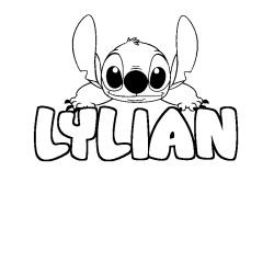 Coloriage prénom LYLIAN - décor Stitch