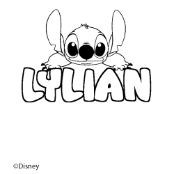 Coloriage pr&eacute;nom LYLIAN - d&eacute;cor Stitch