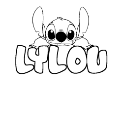 Coloriage prénom LYLOU - décor Stitch