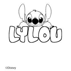Coloriage pr&eacute;nom LYLOU - d&eacute;cor Stitch