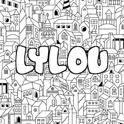 Coloriage prénom LYLOU - décor Ville