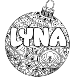 Coloriage pr&eacute;nom LYNA - d&eacute;cor Boule de No&euml;l
