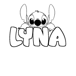 Coloriage prénom LYNA - décor Stitch