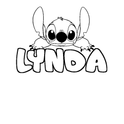 Coloriage prénom LYNDA - décor Stitch