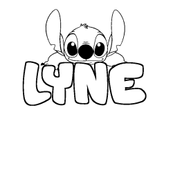 Coloriage prénom LYNE - décor Stitch