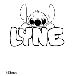 Coloriage pr&eacute;nom LYNE - d&eacute;cor Stitch