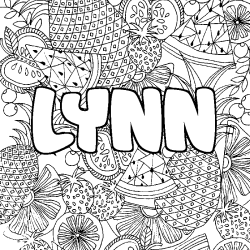 Coloriage prénom LYNN - décor Mandala fruits