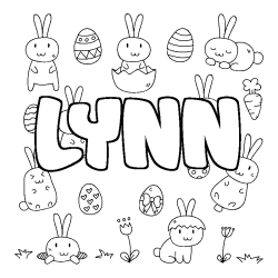 Coloriage pr&eacute;nom LYNN - d&eacute;cor Paques