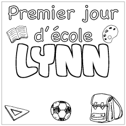 Coloriage prénom LYNN - décor Premier jour d'école