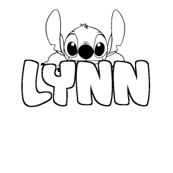 Coloriage prénom LYNN - décor Stitch