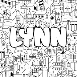 Coloriage prénom LYNN - décor Ville