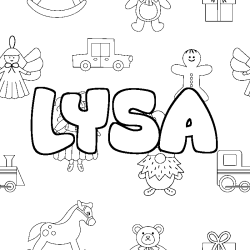 Coloriage prénom LYSA - décor Jouets