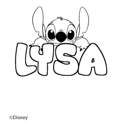 Coloriage pr&eacute;nom LYSA - d&eacute;cor Stitch