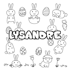 Coloriage pr&eacute;nom LYSANDRE - d&eacute;cor Paques