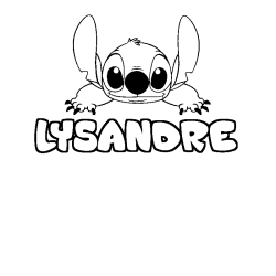 Coloriage prénom LYSANDRE - décor Stitch