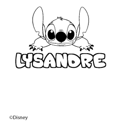 Coloriage pr&eacute;nom LYSANDRE - d&eacute;cor Stitch