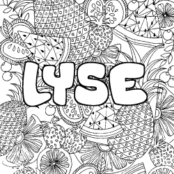 Coloriage prénom LYSE - décor Mandala fruits