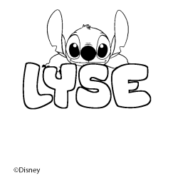 Coloriage pr&eacute;nom LYSE - d&eacute;cor Stitch