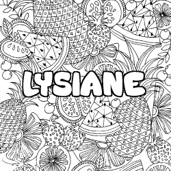 Coloriage pr&eacute;nom LYSIANE - d&eacute;cor Mandala fruits