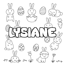 Coloriage pr&eacute;nom LYSIANE - d&eacute;cor Paques
