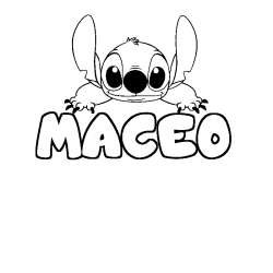 Coloriage prénom MACEO - décor Stitch