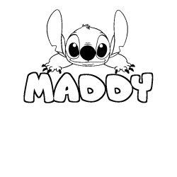 Coloriage prénom MADDY - décor Stitch