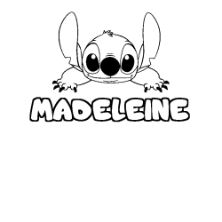 Coloriage prénom MADELEINE - décor Stitch