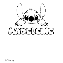 Coloriage pr&eacute;nom MADELEINE - d&eacute;cor Stitch