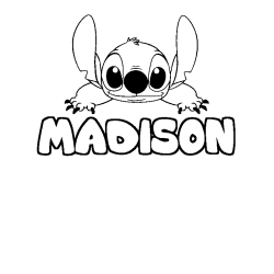 Coloriage prénom MADISON - décor Stitch
