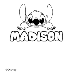 Coloriage pr&eacute;nom MADISON - d&eacute;cor Stitch