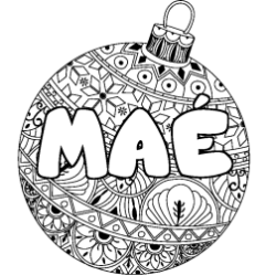 Coloriage prénom MAÉ - décor Boule de Noël