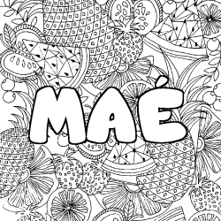 Coloriage prénom MAÉ - décor Mandala fruits