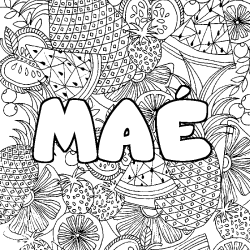 Coloriage pr&eacute;nom MA&Eacute; - d&eacute;cor Mandala fruits