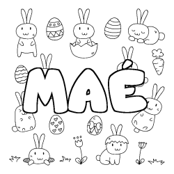 Coloriage pr&eacute;nom MA&Eacute; - d&eacute;cor Paques