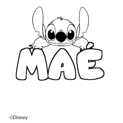 Coloriage pr&eacute;nom MA&Eacute; - d&eacute;cor Stitch