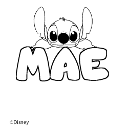 Coloriage pr&eacute;nom MAE - d&eacute;cor Stitch
