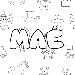 Coloriage pr&eacute;nom MA&Eacute; - d&eacute;cor Jouets