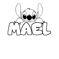 Coloriage prénom MAEL - décor Stitch