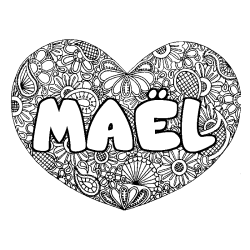 Coloriage MA&Euml;L - d&eacute;cor Mandala coeur