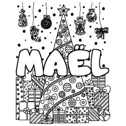 Coloriage MA&Euml;L - d&eacute;cor Sapin et Cadeaux