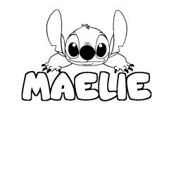 Coloriage prénom MAELIE - décor Stitch