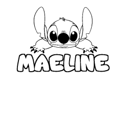Coloriage prénom MAELINE - décor Stitch