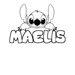 Coloriage prénom MAELIS - décor Stitch
