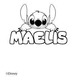 Coloriage pr&eacute;nom MAELIS - d&eacute;cor Stitch
