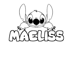 Coloriage prénom MAELISS - décor Stitch