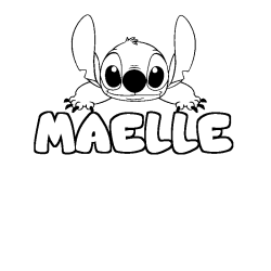 Coloriage prénom MAELLE - décor Stitch